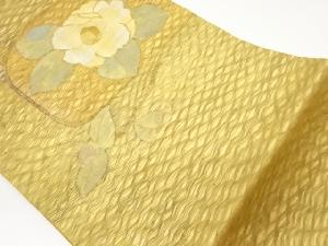 すくい織花葉模様織出し開き名古屋帯（額縁仕立て）